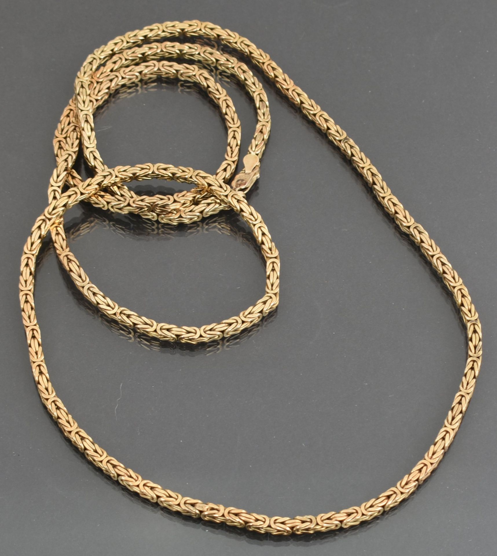 Pulloverkette Silber 925 vergoldet, lange Königskette in stabiler Ausführung, Karabinerschließe, B - Bild 3 aus 4