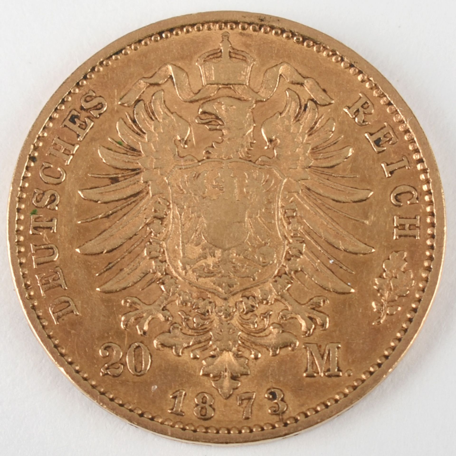 Goldmünze Kaiserreich - Hessen 1873 20 Mark in Gold, 900/1000, 7,96 g, D ca. 22,5 mm, av. Ludwig III - Bild 3 aus 3