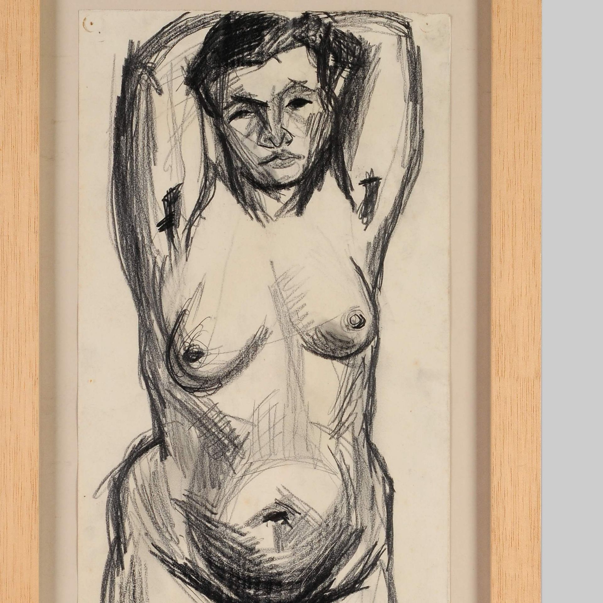 Querner, Curt (1904 Börnchen - 1976 Kreischa) Bleistiftzeichnung, stehender weiblicher Akt in - Bild 2 aus 2