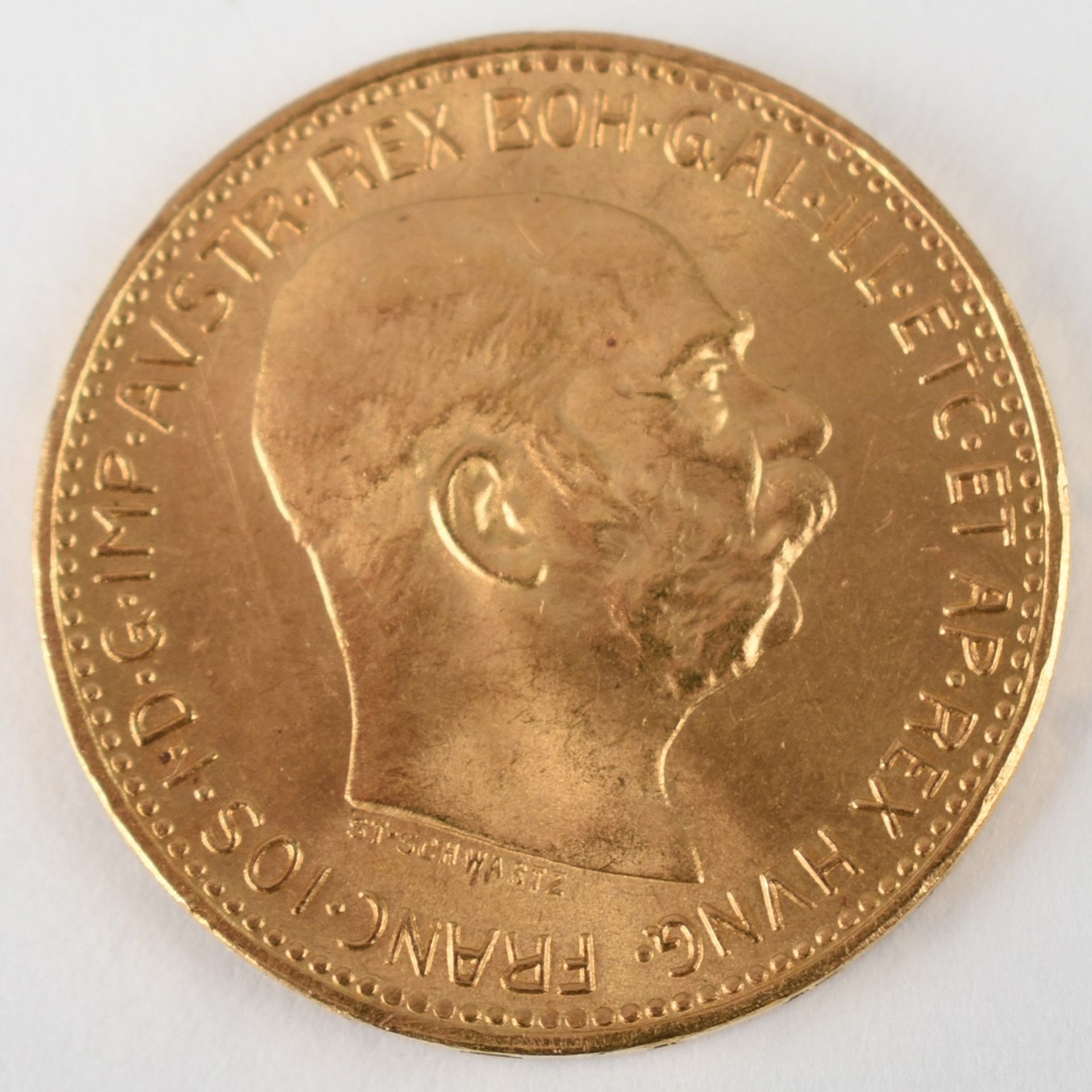 Goldmünze Österreich 1915 20 Kronen in Gold, 900/1000, 6,775 g, D ca. 21,1 mm, av. Kaiser Franz - Bild 2 aus 3