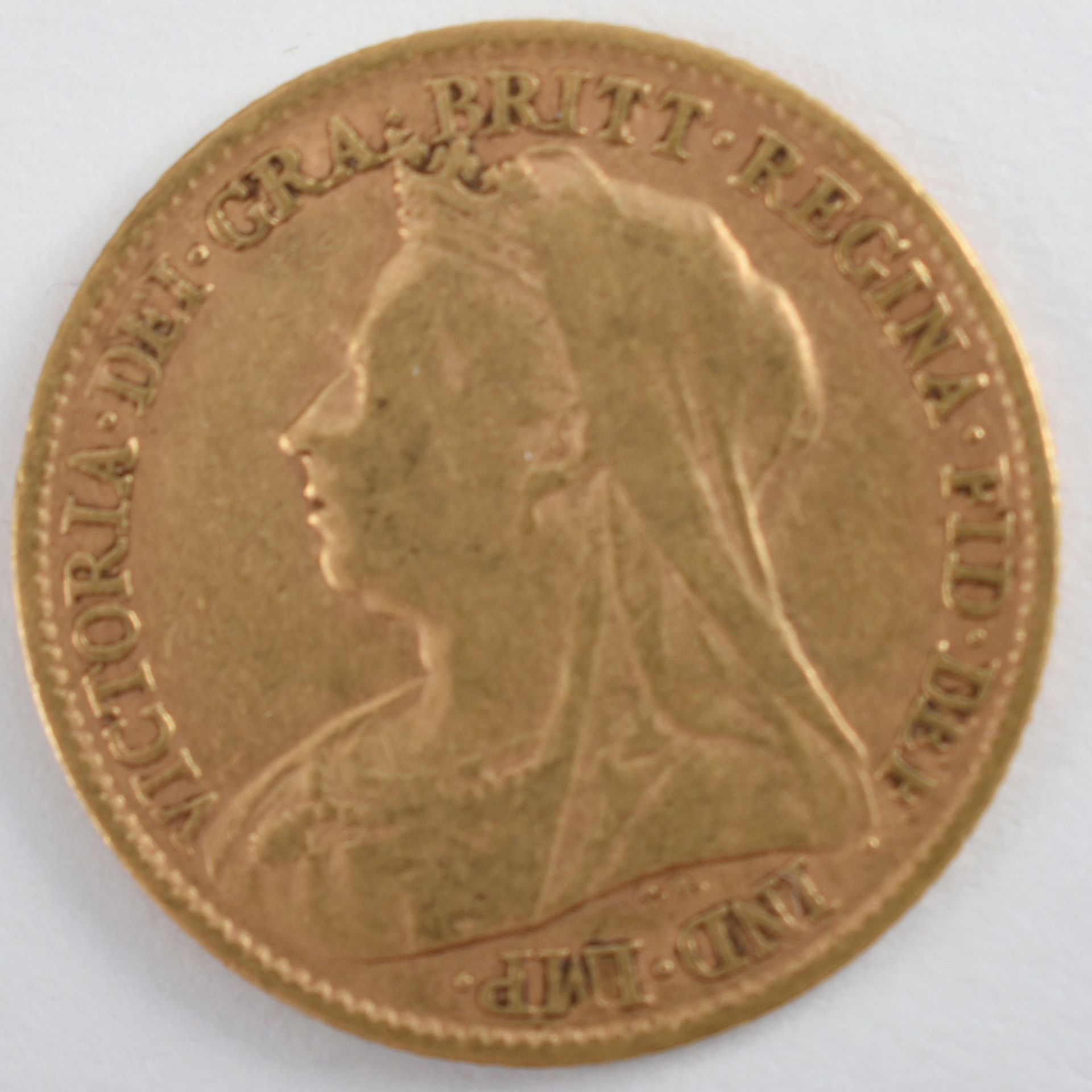 Goldmünze Großbritannien 1895 1/2 Sovereign - 1/2 Pfund in Gold, 3,994 g, 916/1000, D ca. 19,3 mm, - Bild 3 aus 3