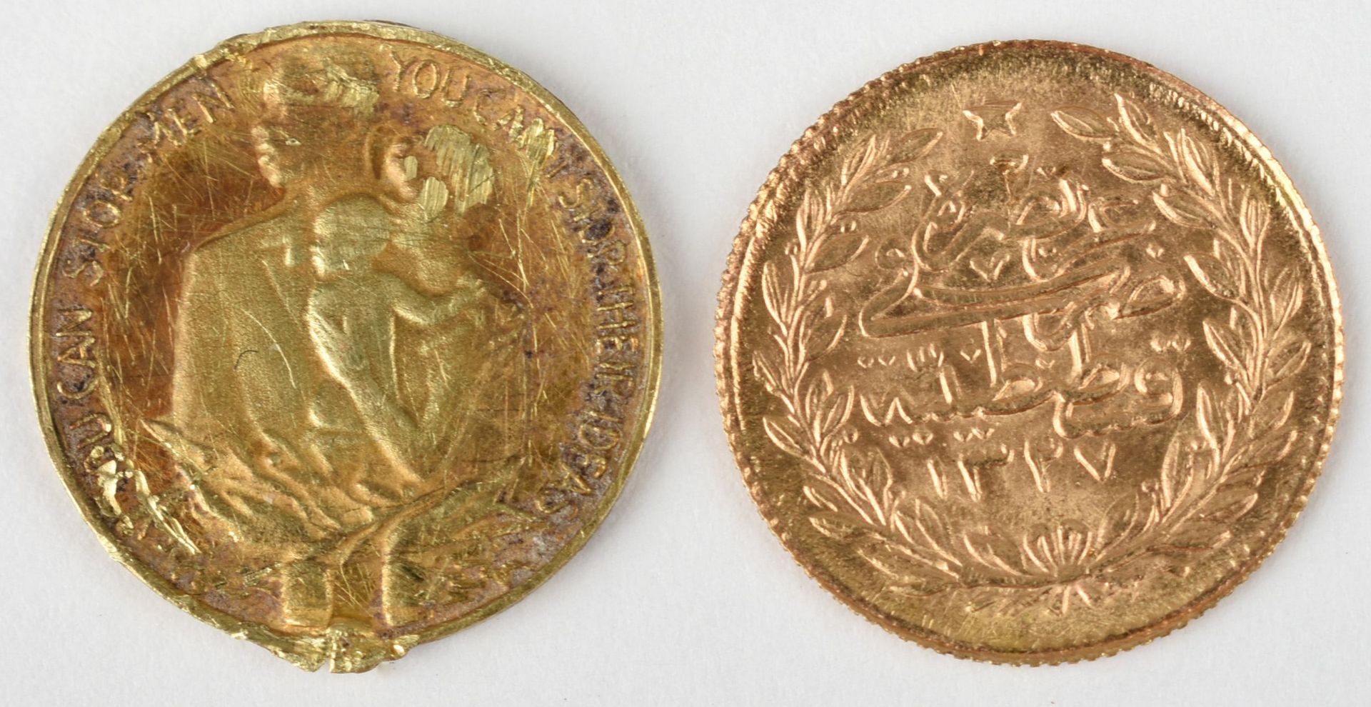 Goldmünze und Medaille 1 x Goldmünze Türkei (vgl. Kurush), av./rv. arabischer Münzbeschriftung und - Bild 3 aus 3