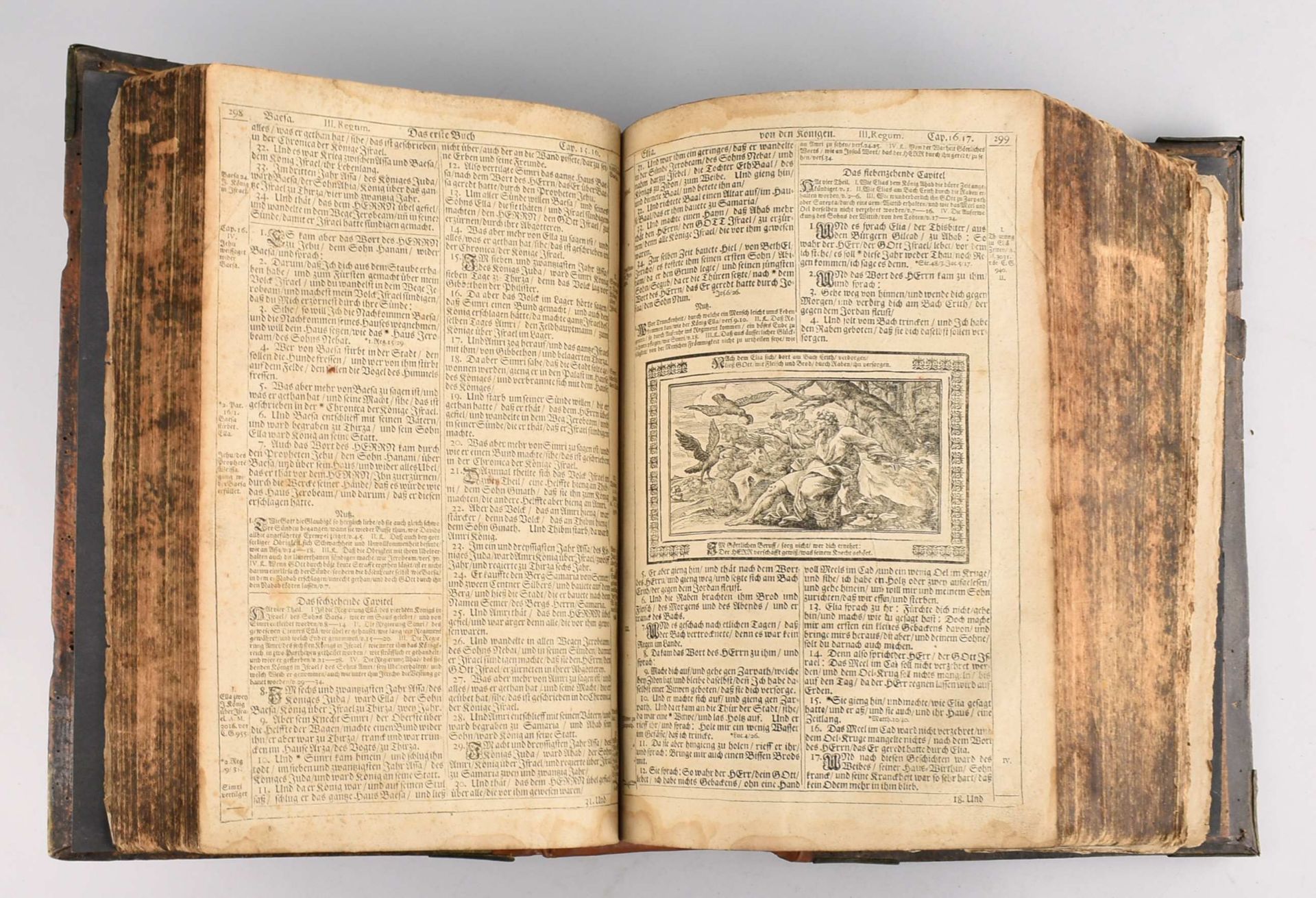 Historische Bibel 18. Jh. großformatige illustrierte Bibelausgabe, Holzdeckel mit Pergament, - Bild 3 aus 3