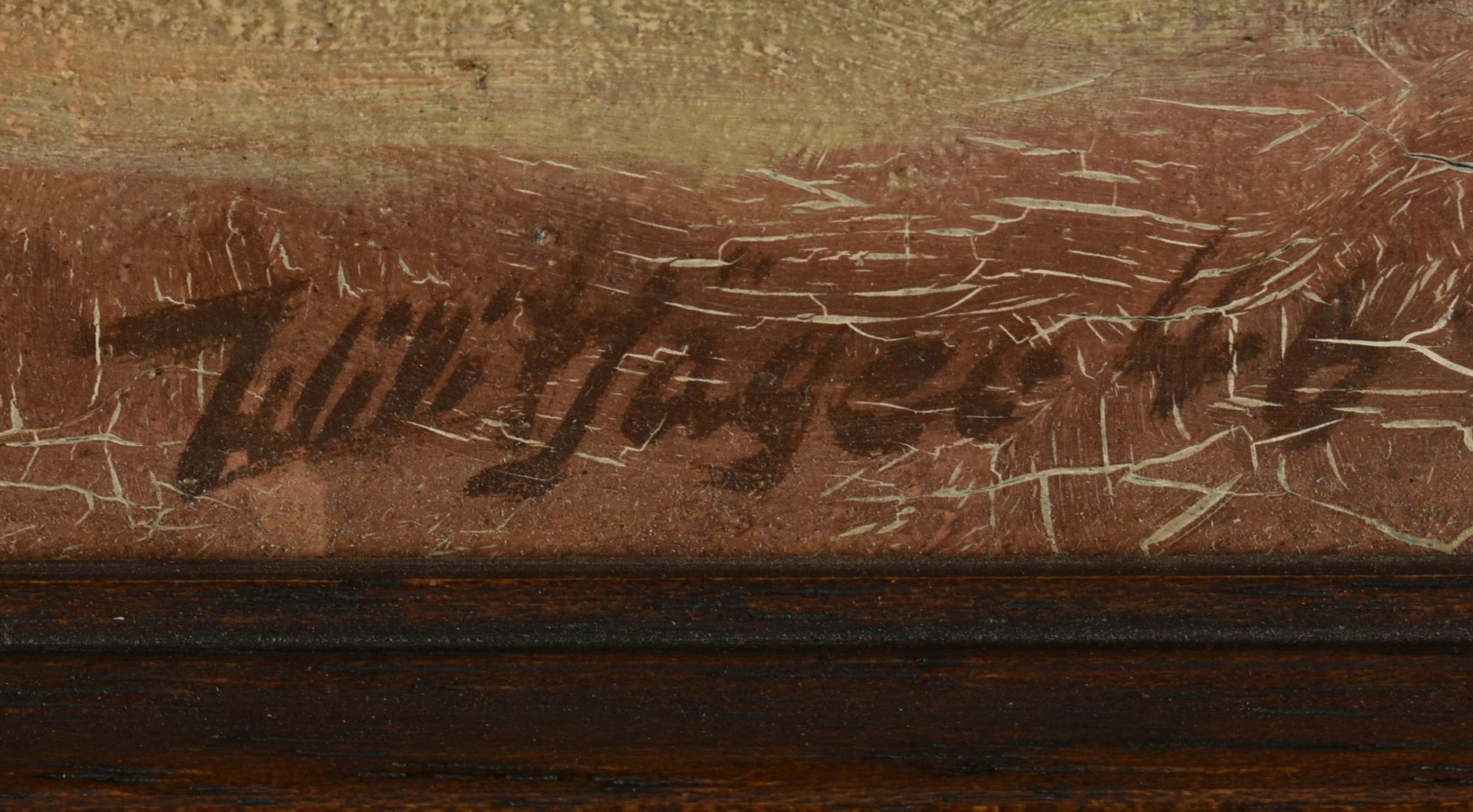 Jäger, Willi Öl/Lwd., Bauernhäuser, unten rechts signiert und datiert (19)46, Altersspuren, gerahmt, - Bild 4 aus 4