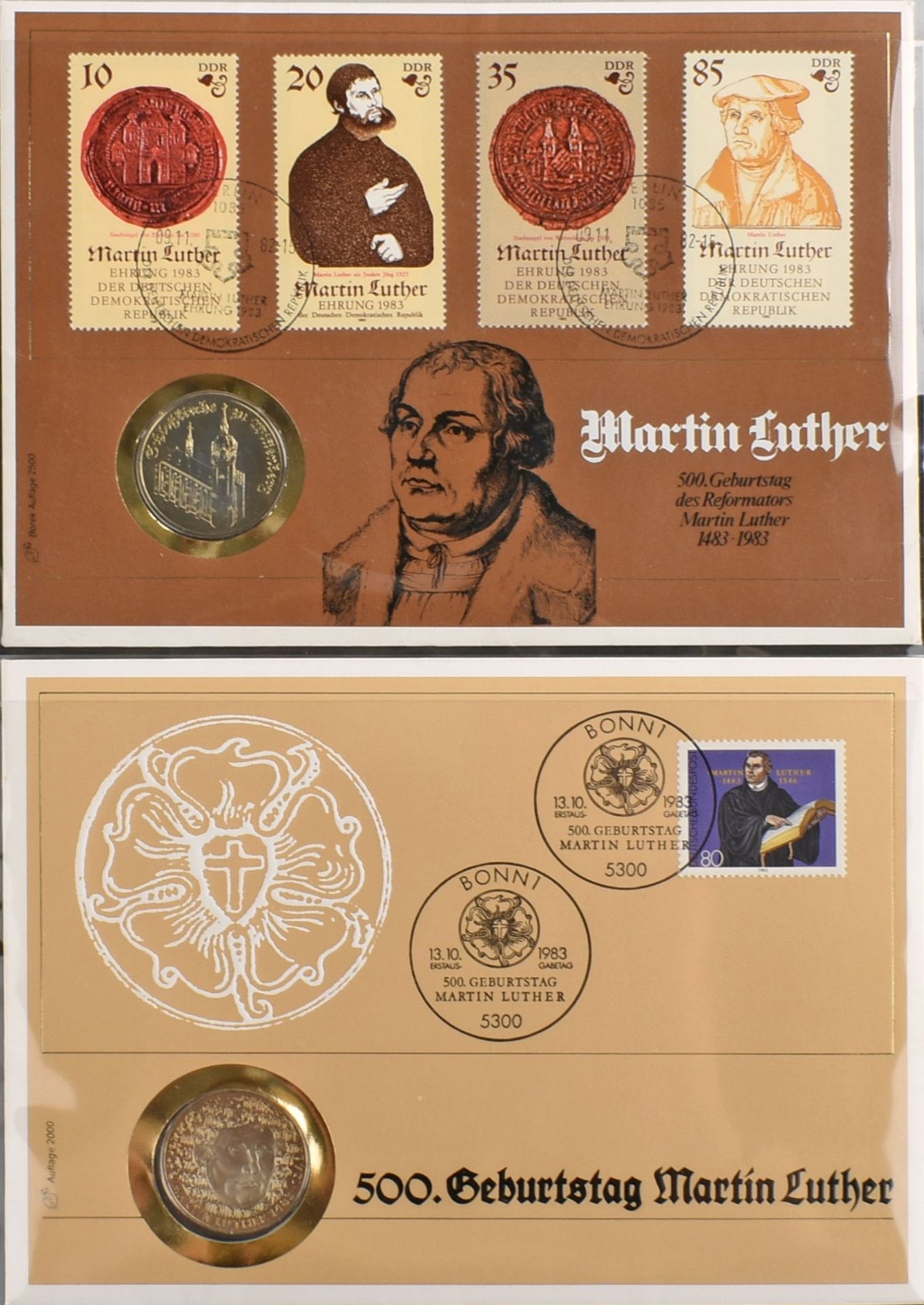 Paar Numisbriefe Martin Luther-Ehrung 1982 1 x DDR: Numisbrief vom 9. November 1982 mit passender - Bild 2 aus 4