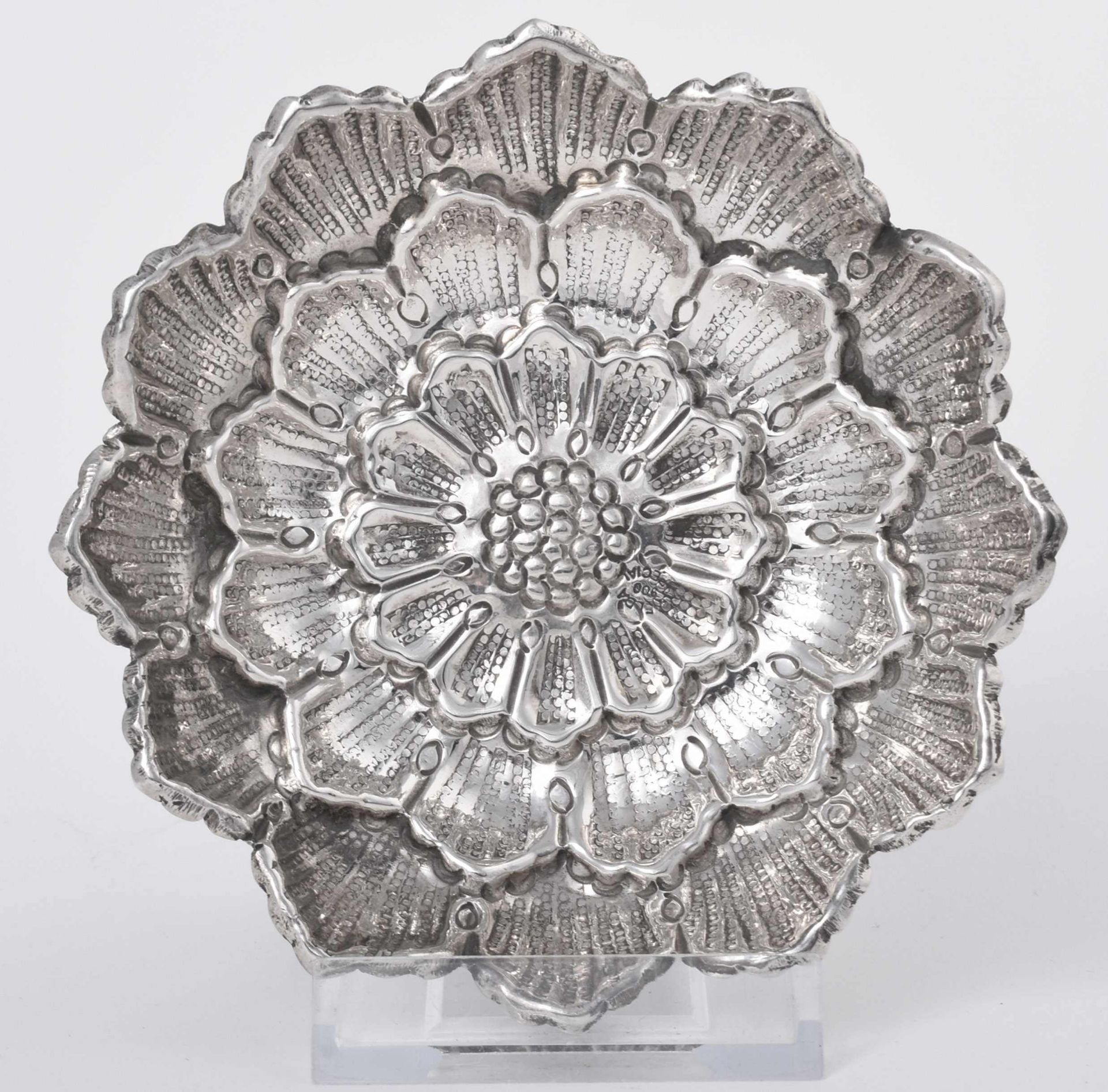 Blütenschale Silber 800, gemarkt "Melda Special", runde Grundform mit leicht gehöhltem Spiegel, - Bild 2 aus 3