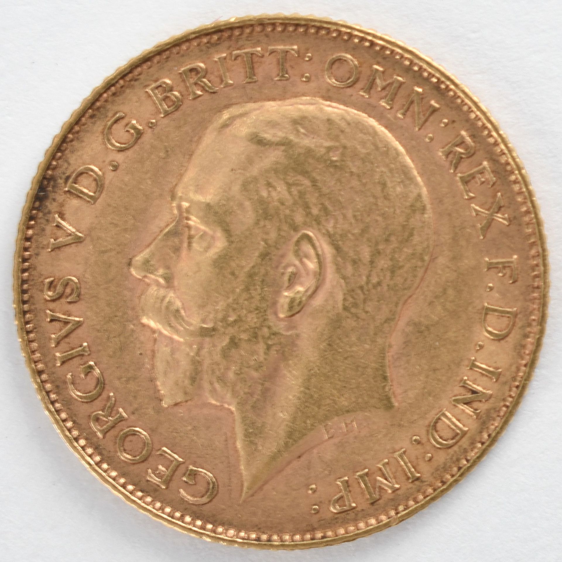 Goldmünze Großbritannien 1925 1/2 Sovereign - 1/2 Pfund in Gold, 3,994 g, 916/1000, D ca. 19,3 mm, - Bild 2 aus 3