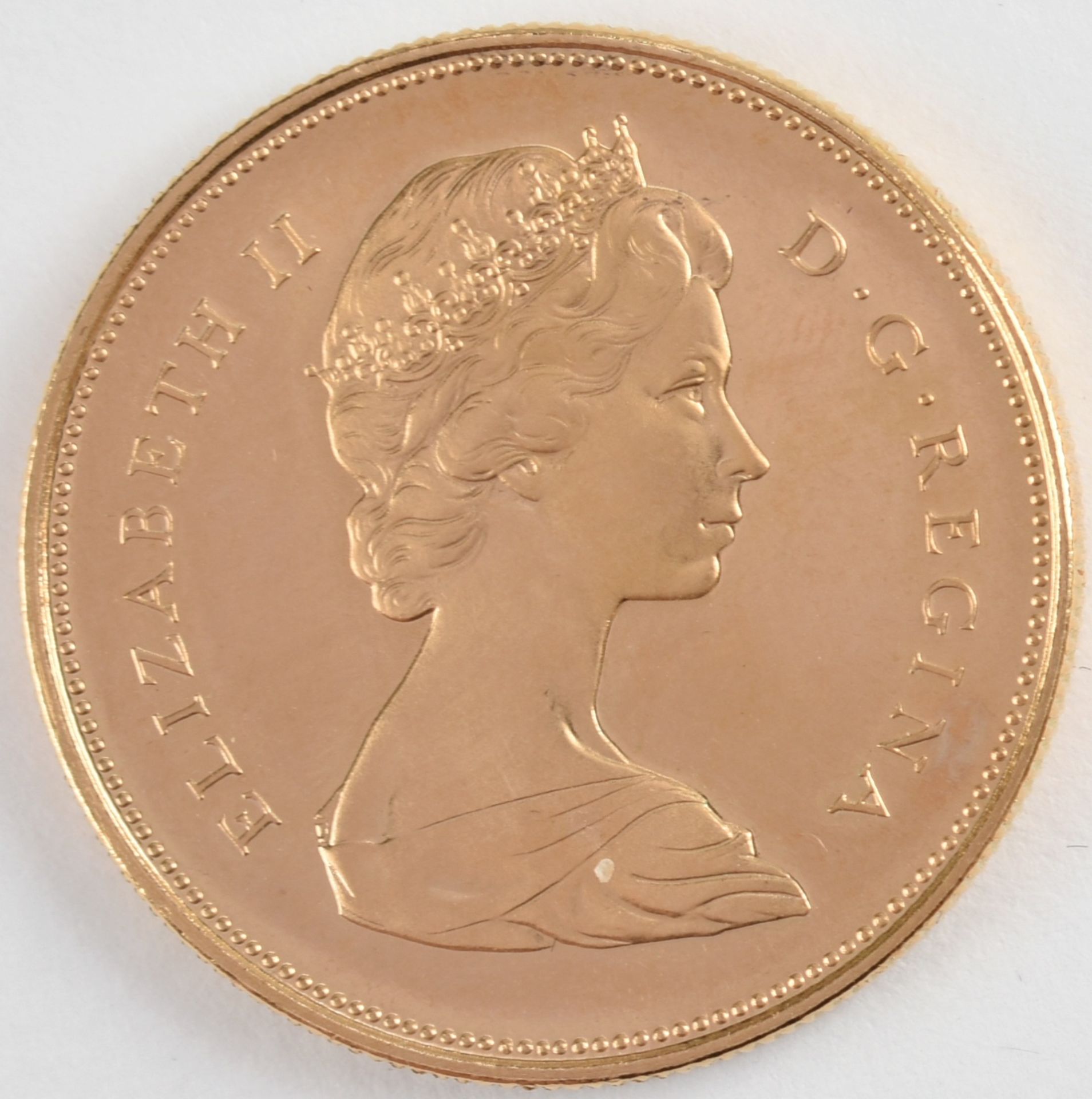 Goldmünze Kanada 1967 20 Dollars in Gold, 900/1000, 18,273 g, av. Königin Elisabeth II. Büste rechts - Image 2 of 3