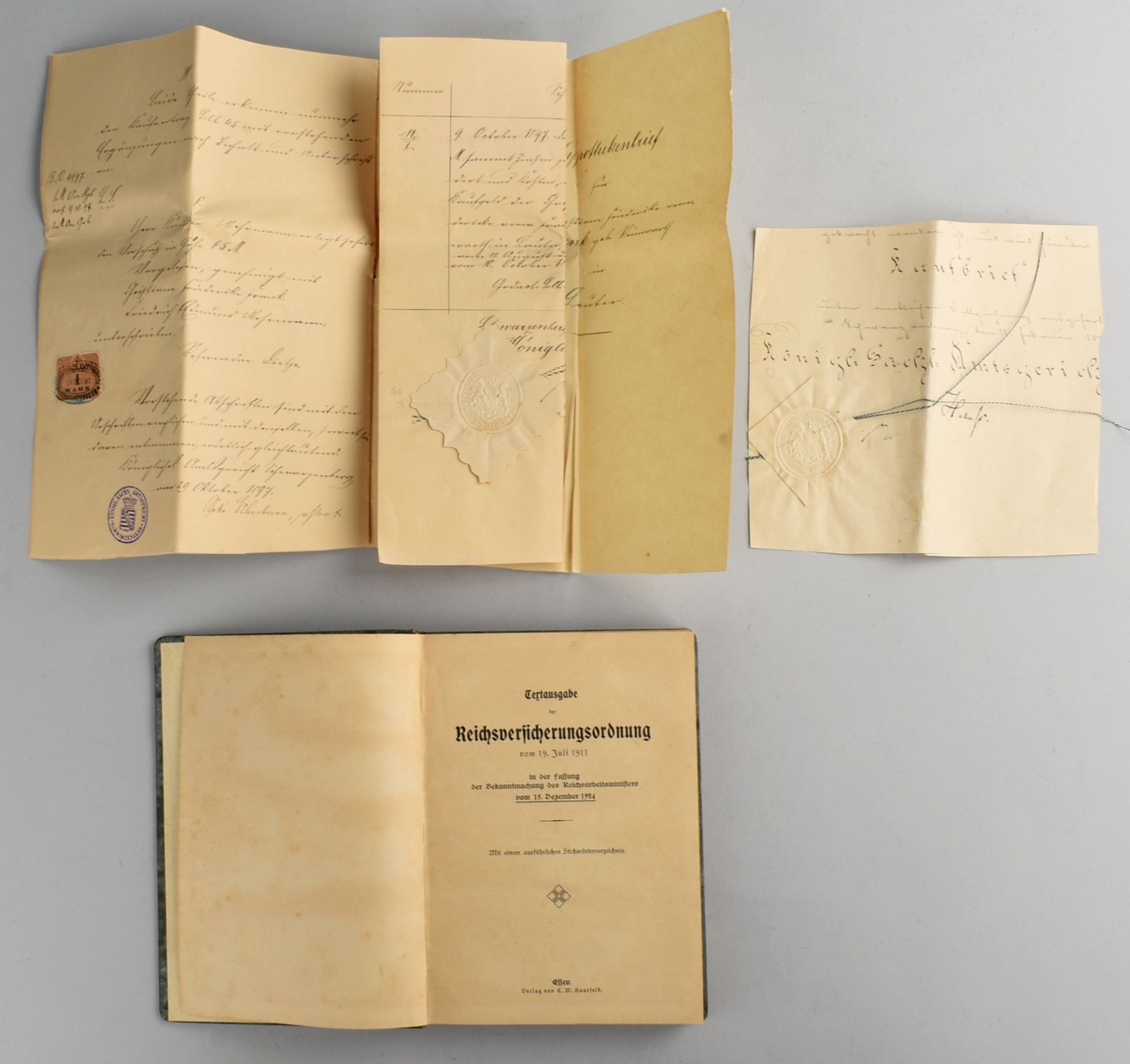 Historische Dokumente Sachsen 1 x Kaufvertrag des Königlichen Amtsgerichtes Schwarzenberg vom 9. - Bild 2 aus 3