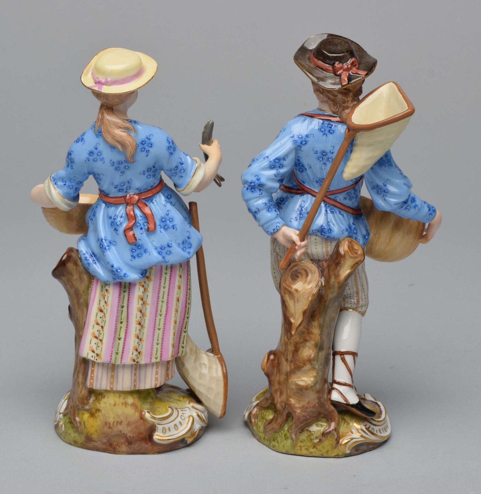 Paar Fischerfiguren Manufaktur Meissen, Schwerter unterglasurblau, I. Wahl, Modelle von Johann - Bild 4 aus 6
