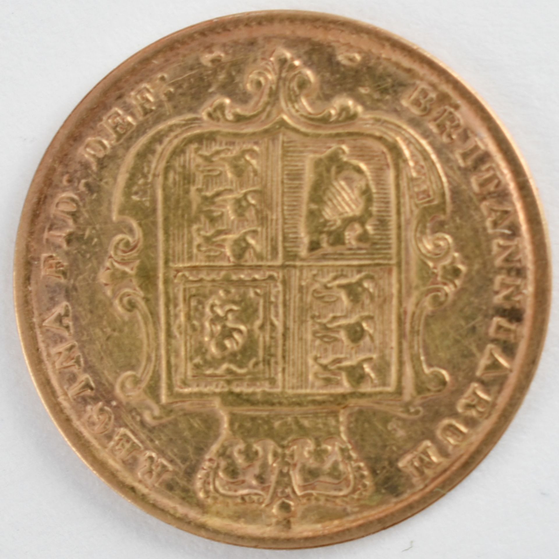 Goldmünze Großbritannien 1883 1/2 Sovereign - 1/2 Pfund in Gold, 3,994 g, 916/1000, D ca. 19,3 mm, - Bild 3 aus 3