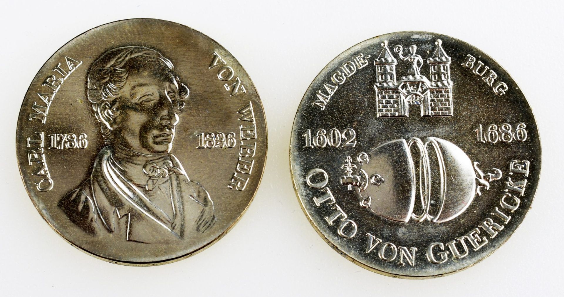 Paar Silbermünzen DDR insg. 2 versch. Ausgaben, jew. 500/1000, jew. 17 g, D ca. 31 mm: 1 x 10 - Bild 2 aus 3