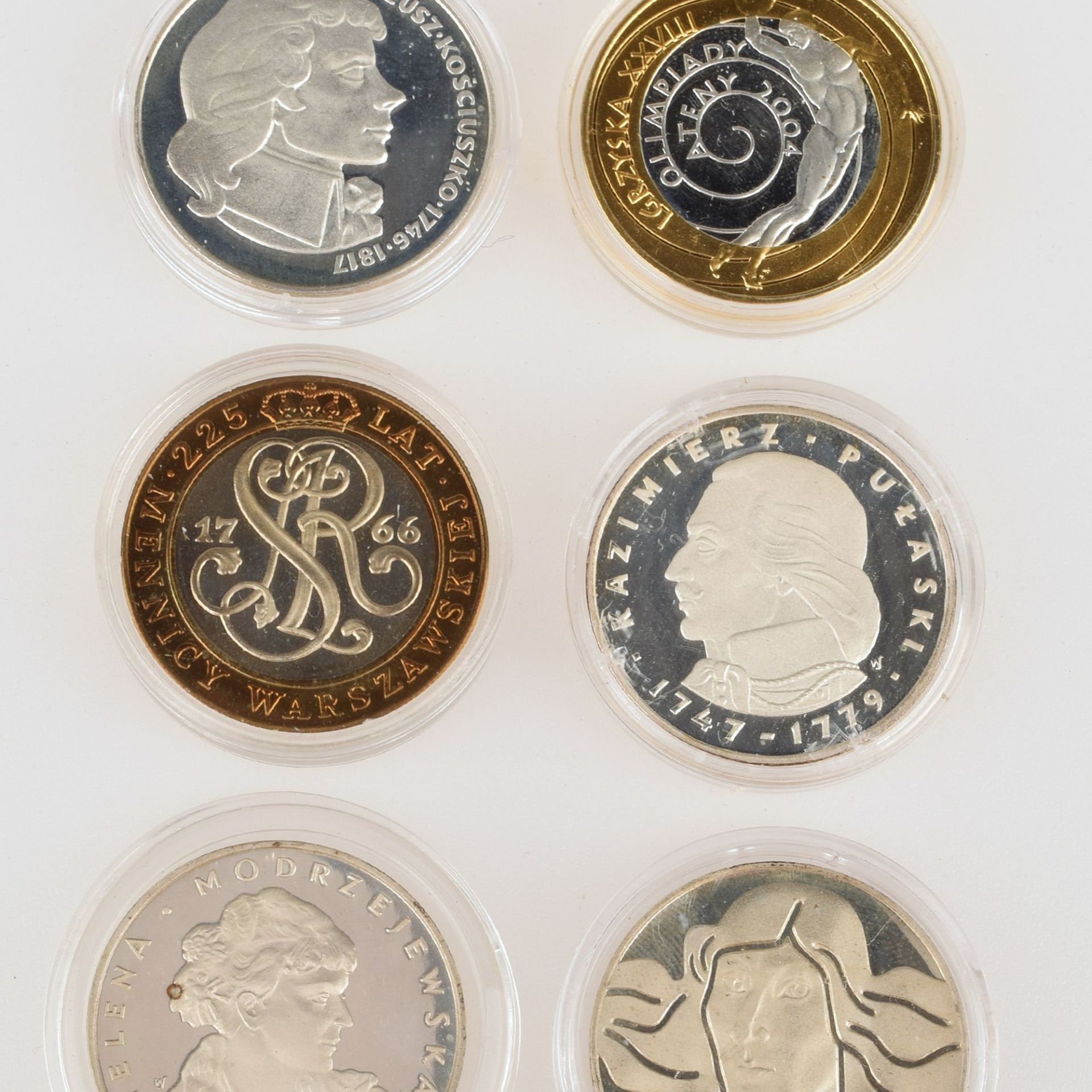 Silbermünzen Polen insg. 5 versch. Ausgaben in Silber, 1 x Bimetall: 1 x 10 Zlotych "Olympische