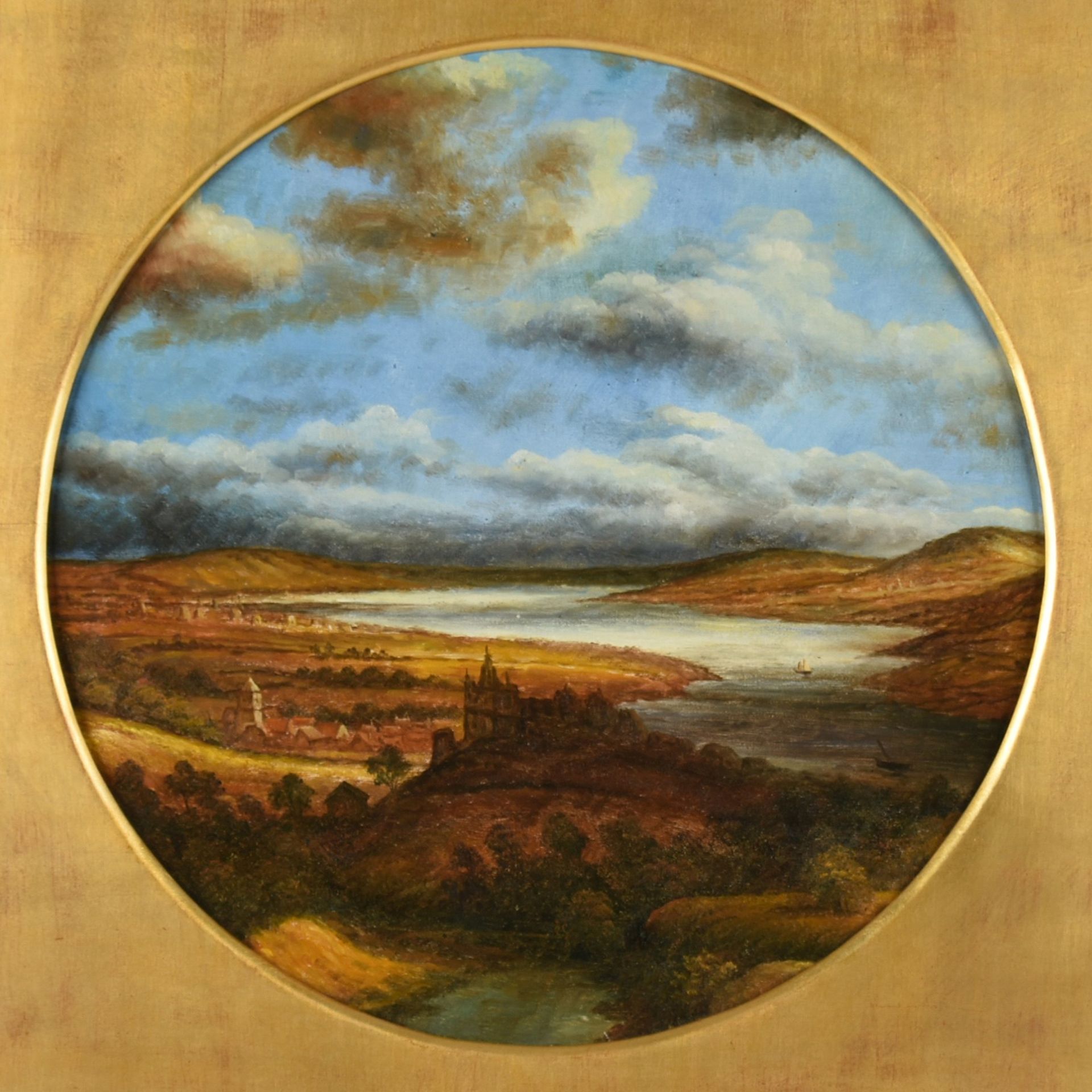 Schenker, Frank Öl/Lwd. auf Holz kaschiert, Flusslandschaft am Rhein, rückseitig Künstlerhinweis, in - Bild 2 aus 3