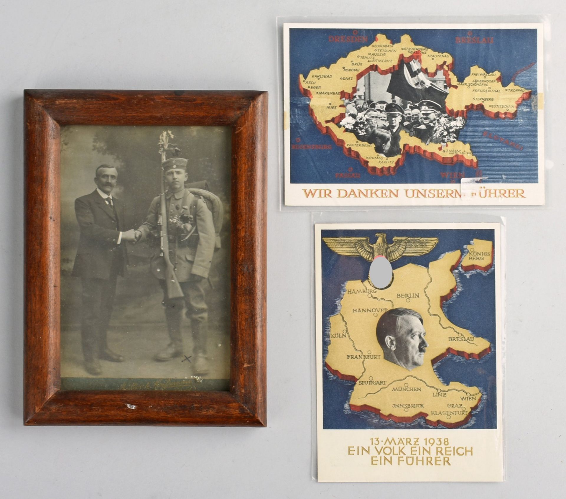 Fotografie I. WK und Paar Ganzsachen III. Reich 1 x Fotografie I. WK, Verabschiedung eines - Bild 2 aus 2