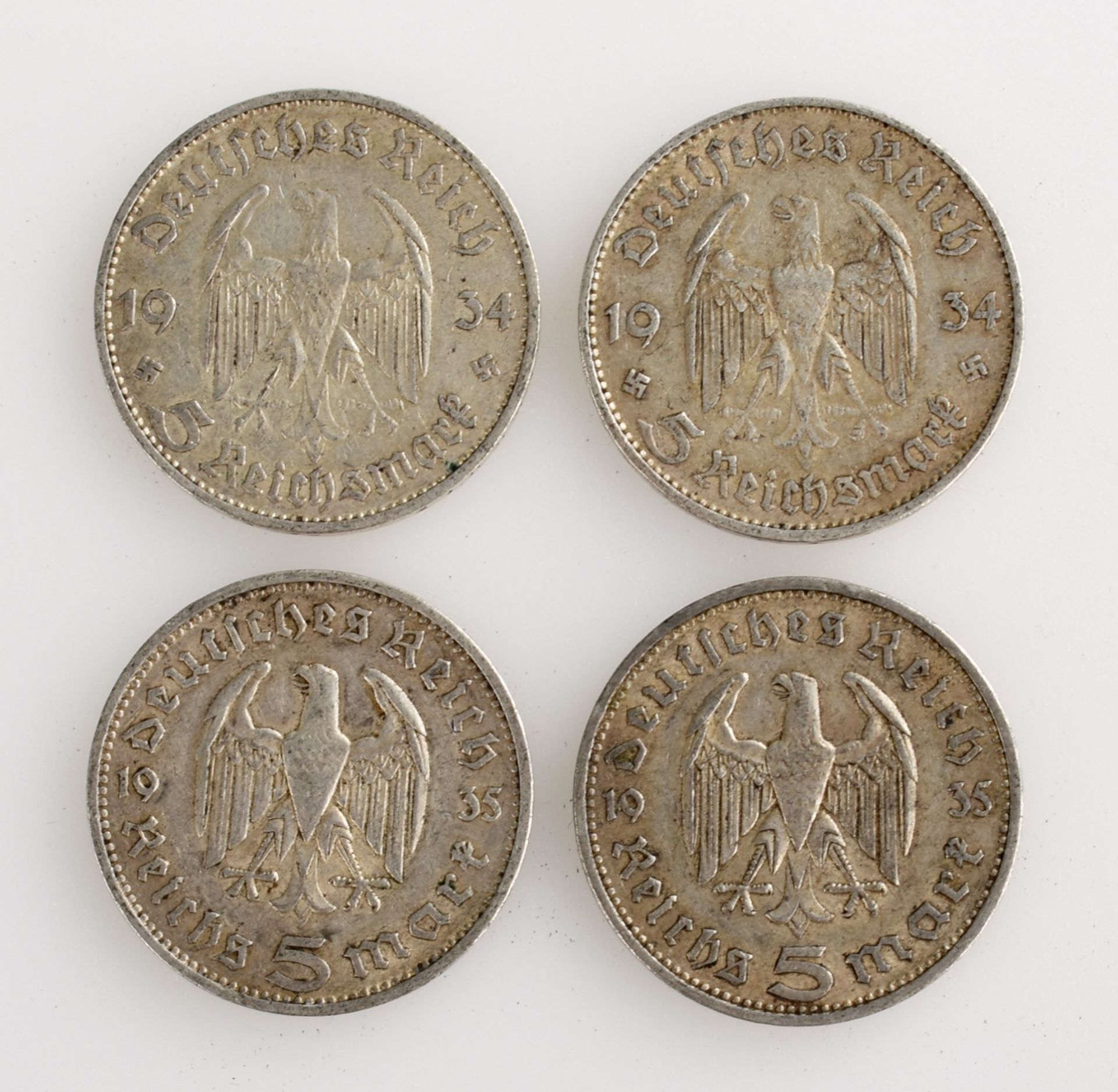 Konvolut Silbermünzen III. Reich insg. ca. 12 Silbermünzen zu 5 Reichsmark, dabei: 5 x Paul v. - Bild 3 aus 3