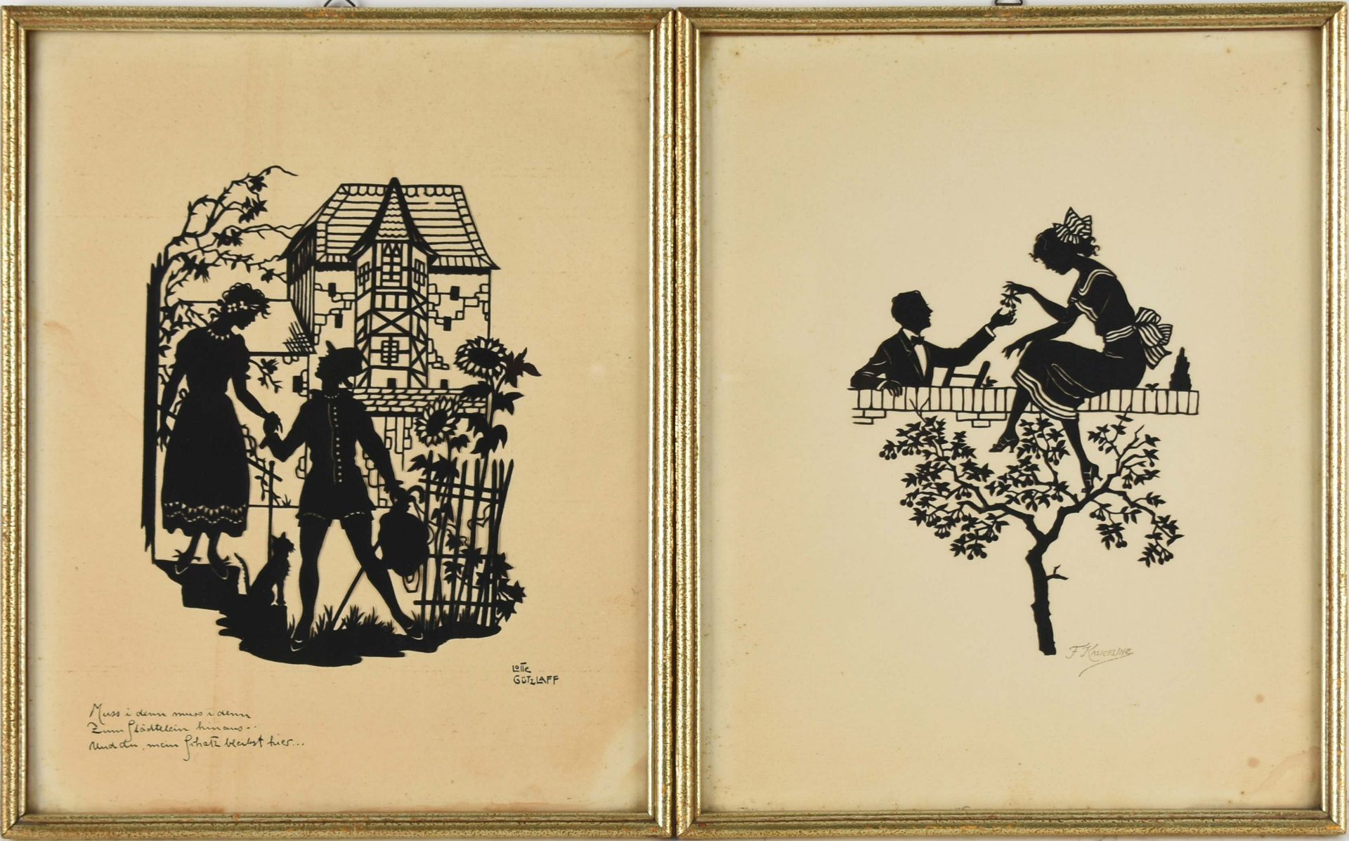 Gützlaff, Lotte und Kaskeline, Friedrich (1863 Prag - nach 1931 Prag) Paar Scherenschnitte, je - Bild 2 aus 4