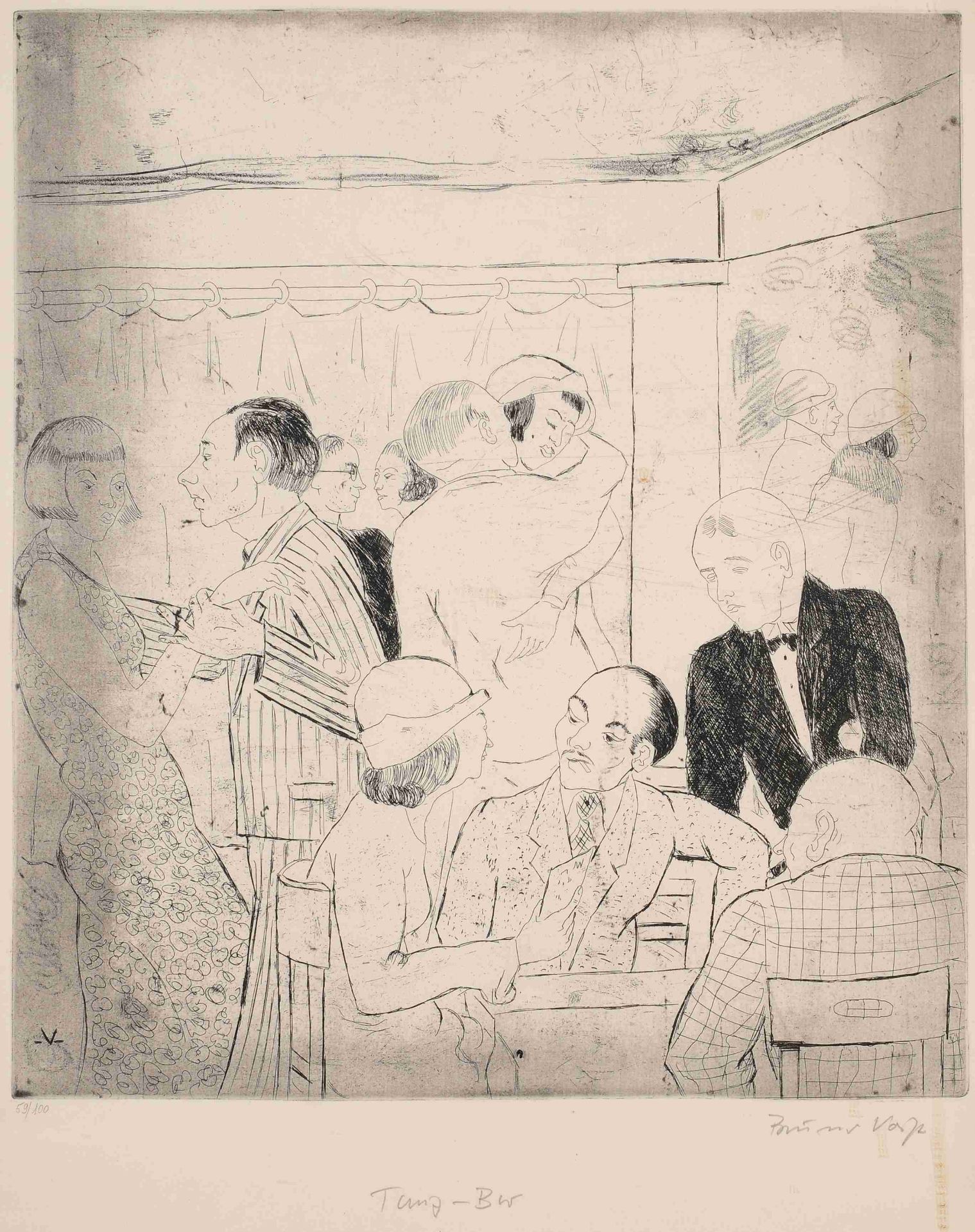 Voigt, Bruno (1912 Gotha - 1989 Berlin) Kaltnadelradierung, "Tanz-Bar", unten in Blei signiert, - Bild 2 aus 2