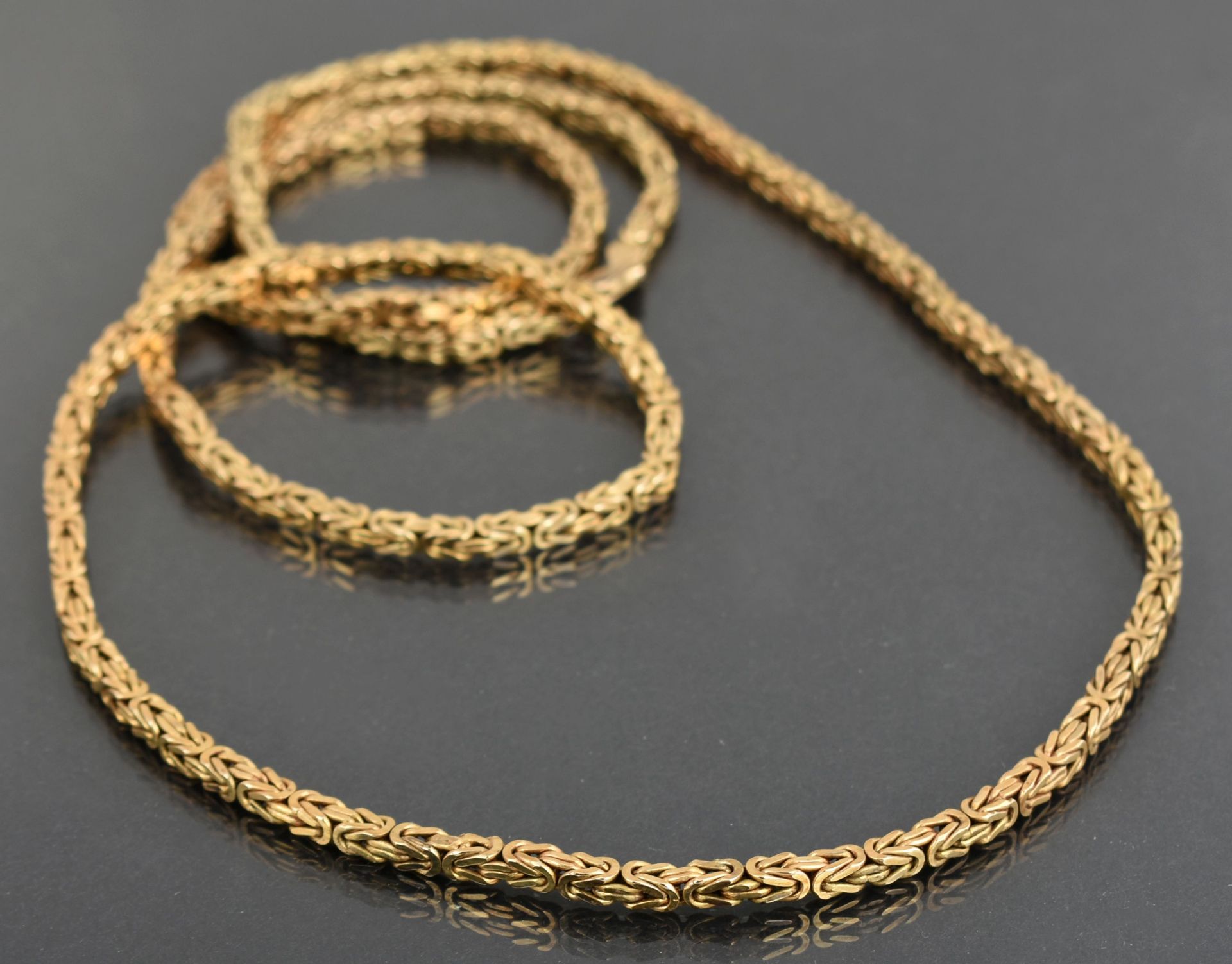 Pulloverkette Silber 925 vergoldet, lange Königskette in stabiler Ausführung, Karabinerschließe, B - Bild 4 aus 4