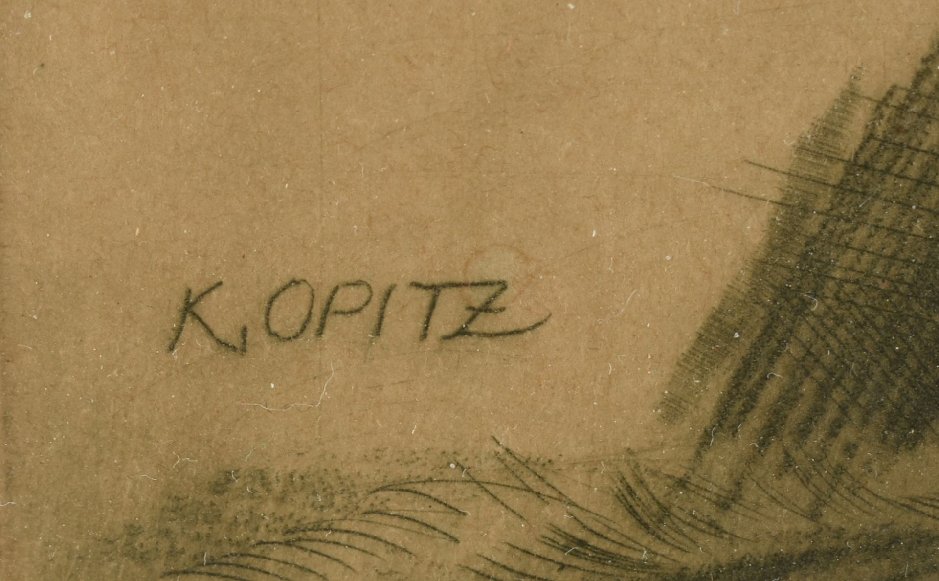 Opitz, Kurt (1887 Leipzig - 1960 ebd.) Radierung, Mädchenakt stehend mit erhobenen Armen, rechts - Bild 4 aus 4