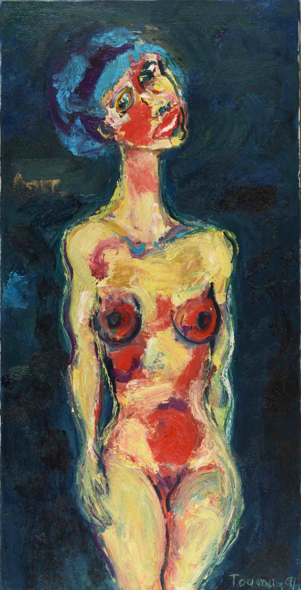 Touma, Michael (1956 Haifa - tätig in Leipzig und Haifa) Öl/Lwd., "Fragendes Mädchen", rechts - Bild 2 aus 3