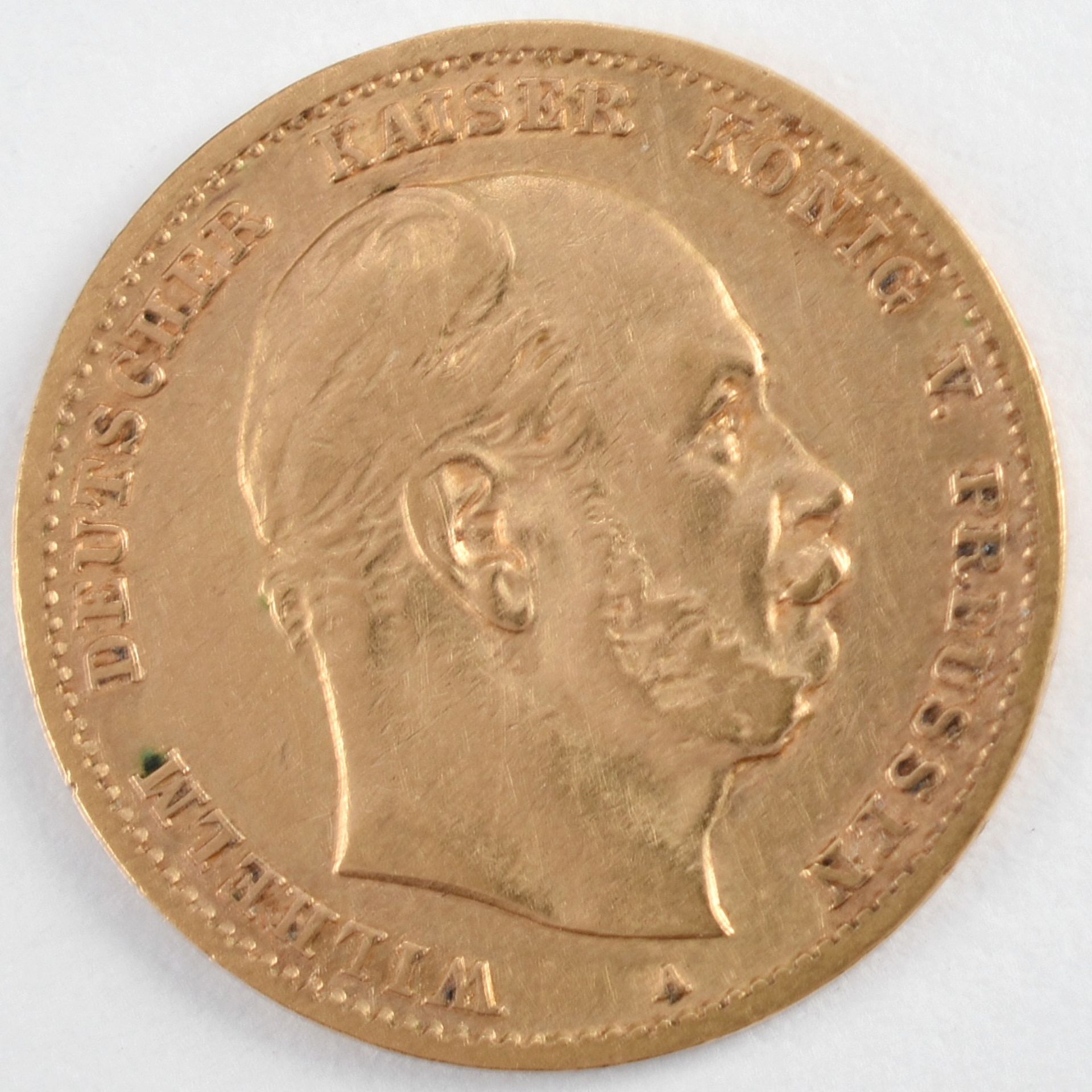 Goldmünze Kaiserreich - Preußen 1872 10 Mark in Gold, 900/1000, 3,98 g, D ca. 19,5 mm, av. Wilhelm - Bild 2 aus 3