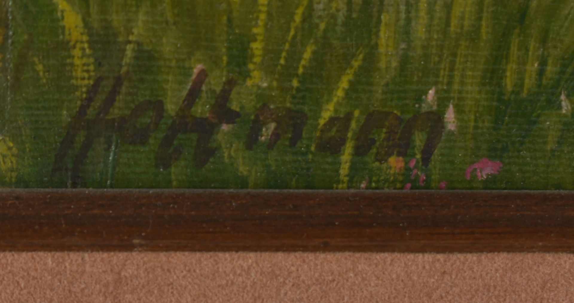 Hoffmann Öl/Lwd., Landschaft mit Klosterruine, links unten signiert, gerahmt, ca. 37,5 x 30,5 cm, - Bild 4 aus 4