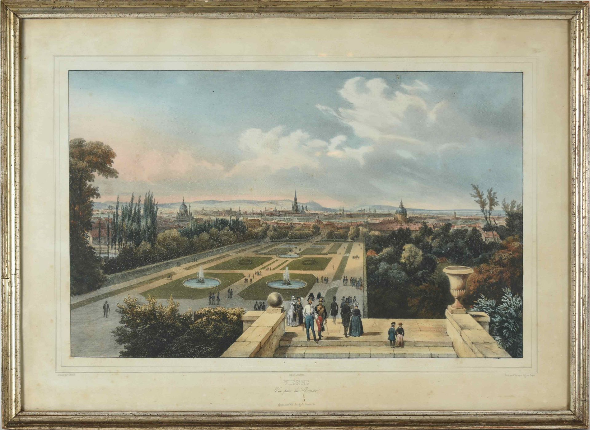 Ansicht von Wien Farblithografie, Blick auf den Wiener Prater mit Figurenstaffage, erschienen bei - Bild 3 aus 3