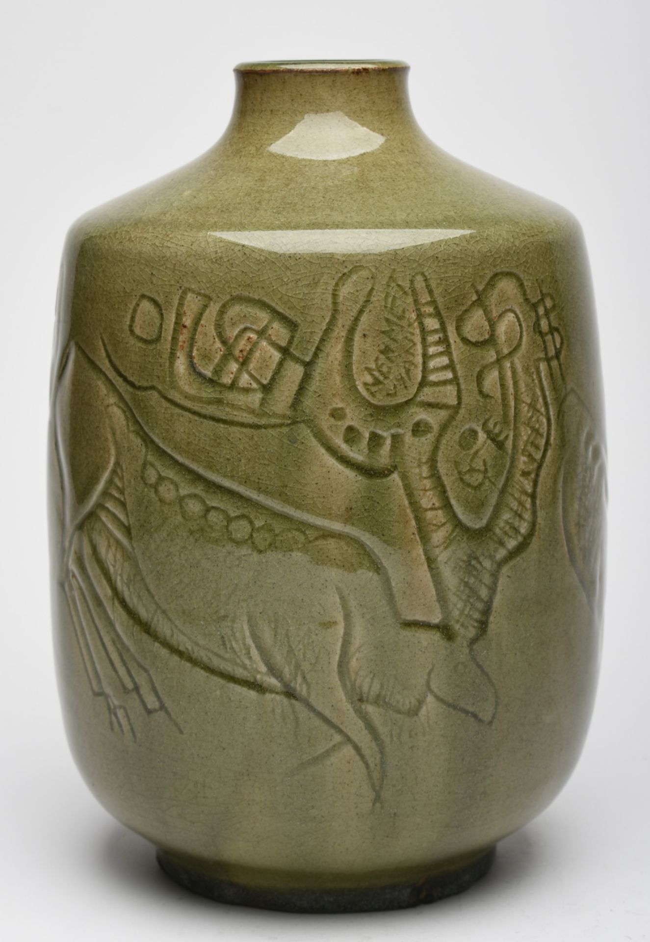 Uyanik, Mehmet (1946 Konya - tätig in Bergkamen) Keramikvase, gebauchte Ausformung mit - Bild 2 aus 3