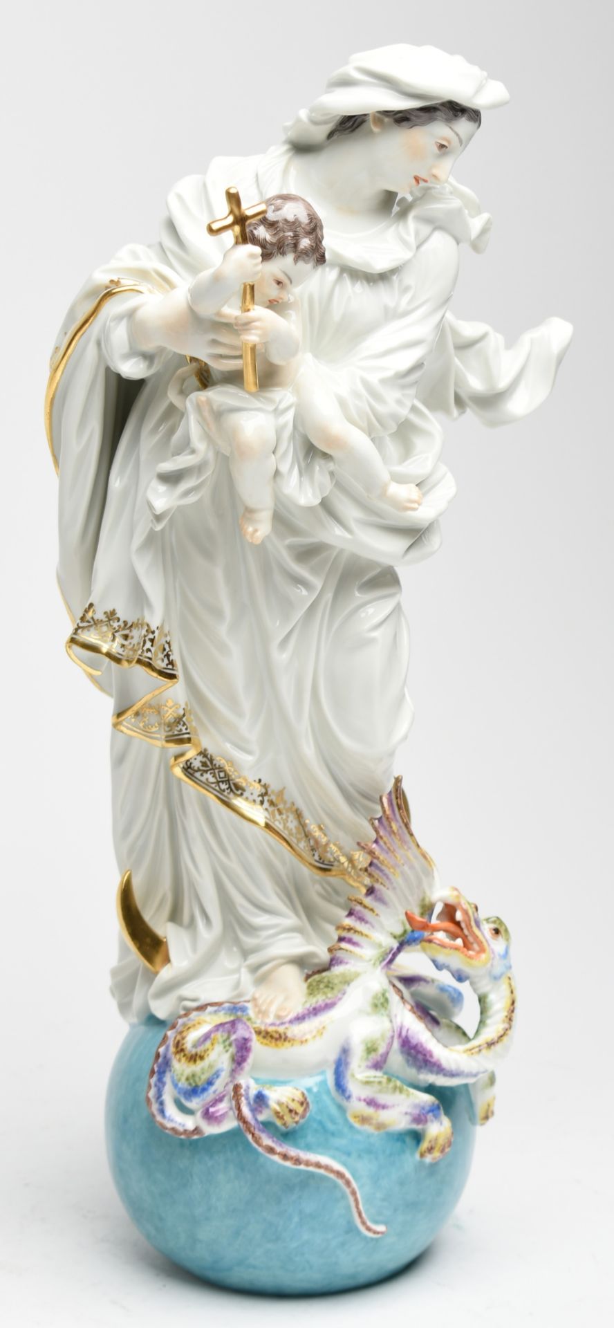 "Maria Immaculata" Manufaktur Meissen, Schwerter unterglasurblau, I. Wahl, Modell von Johann Joachim - Bild 4 aus 5