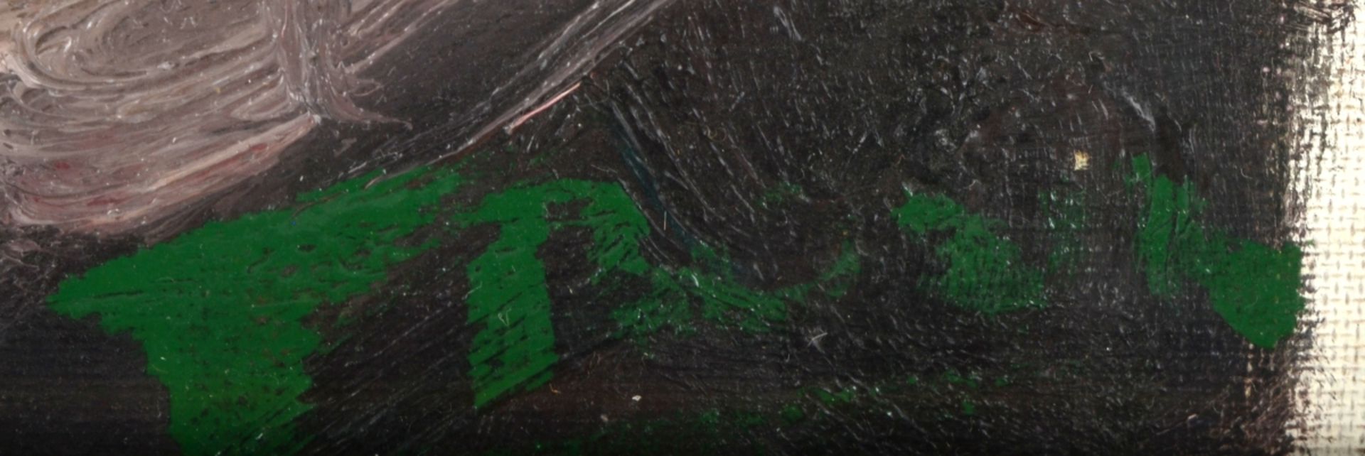 Undeutlich signiert Öl/Lwd., weiblicher Rückenakt, rechts unten signiert, provisorisch hinter Glas - Bild 4 aus 4