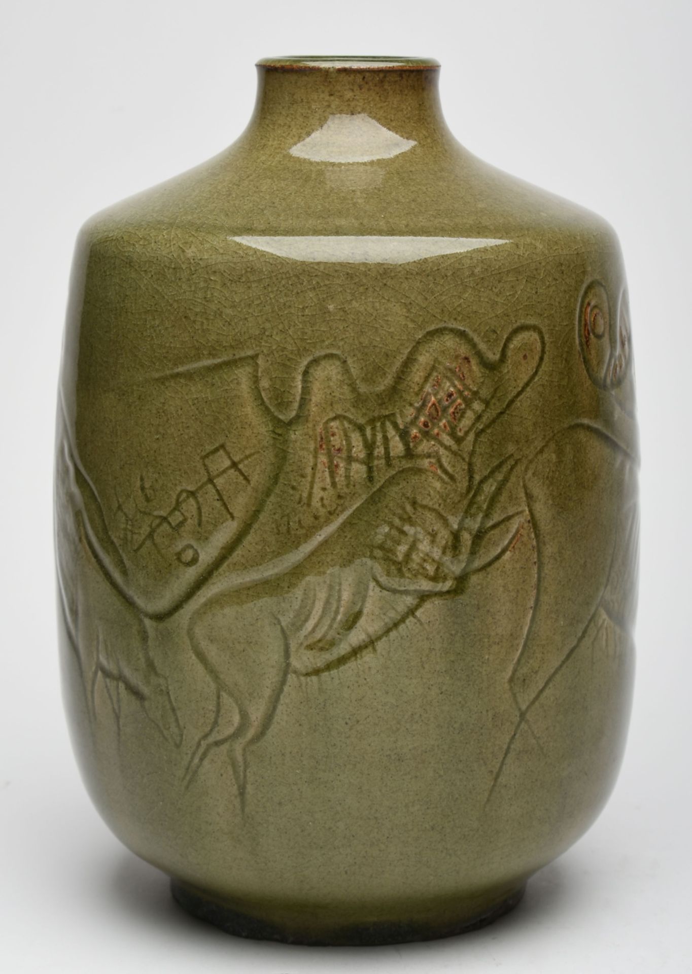Uyanik, Mehmet (1946 Konya - tätig in Bergkamen) Keramikvase, gebauchte Ausformung mit - Bild 3 aus 3