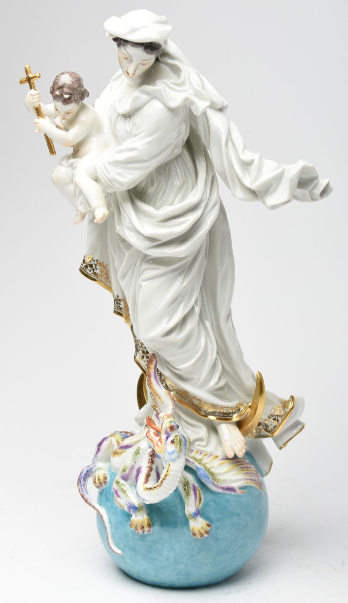 "Maria Immaculata" Manufaktur Meissen, Schwerter unterglasurblau, I. Wahl, Modell von Johann Joachim - Bild 3 aus 5