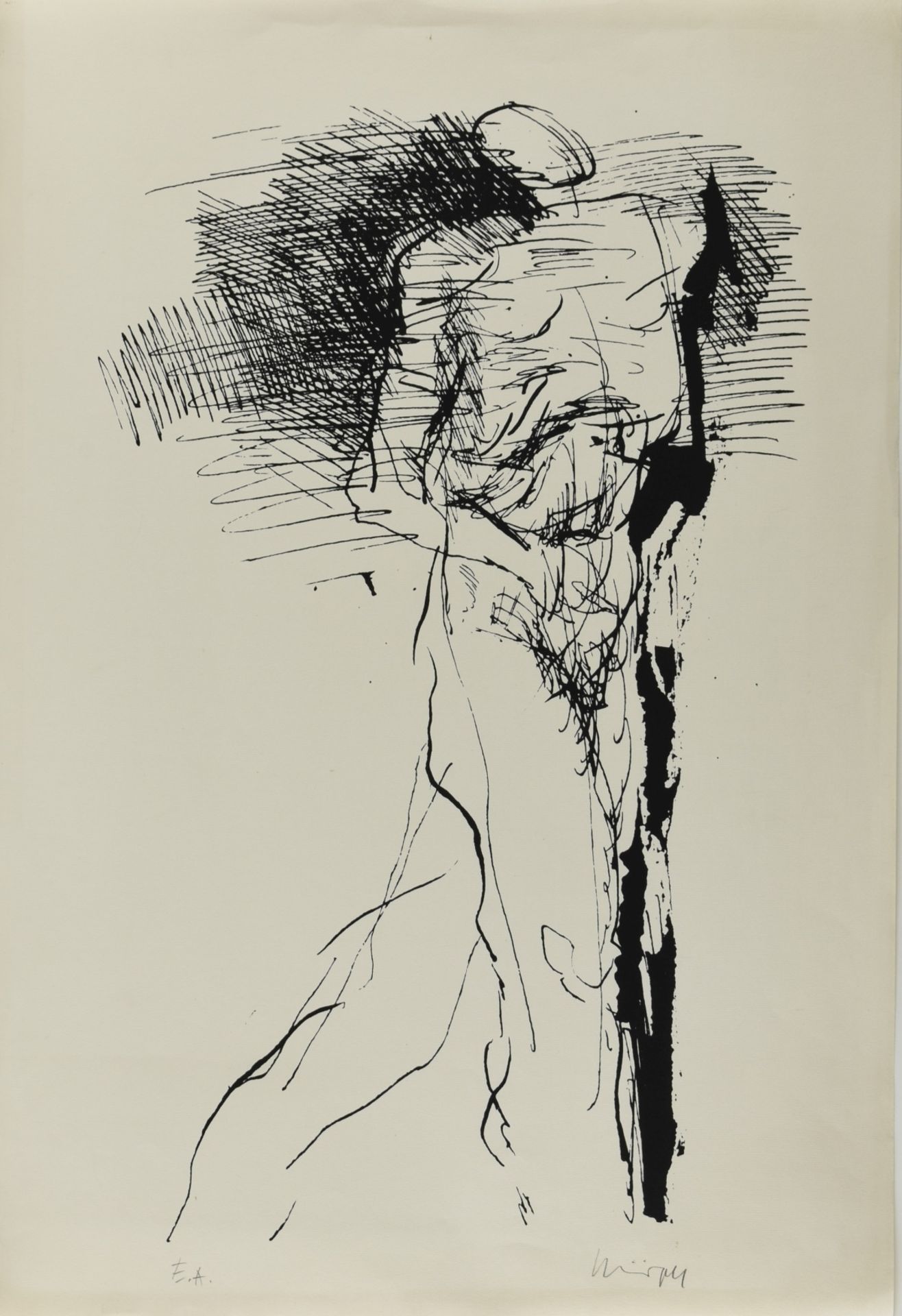 Schnürpel, Peter (1941 Leipzig - tätig in Altenburg) Lithografie, stehende Figur (gehend), unter der - Image 2 of 3