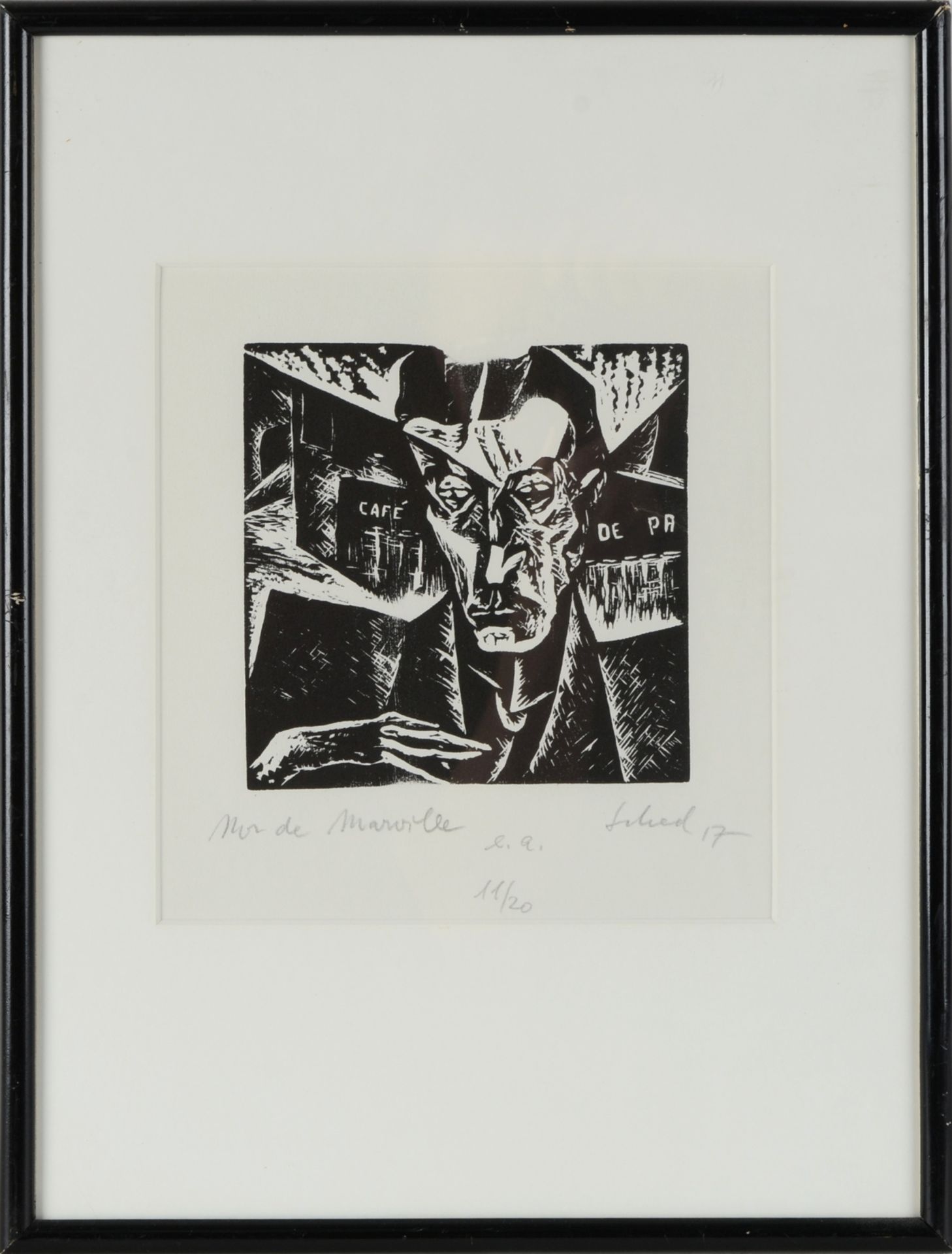Schad, Christian (1894 Miesbach - 1982 Keilberg) Holzschnitt, "Mr. de Marville", unter dem Druck - Bild 3 aus 4