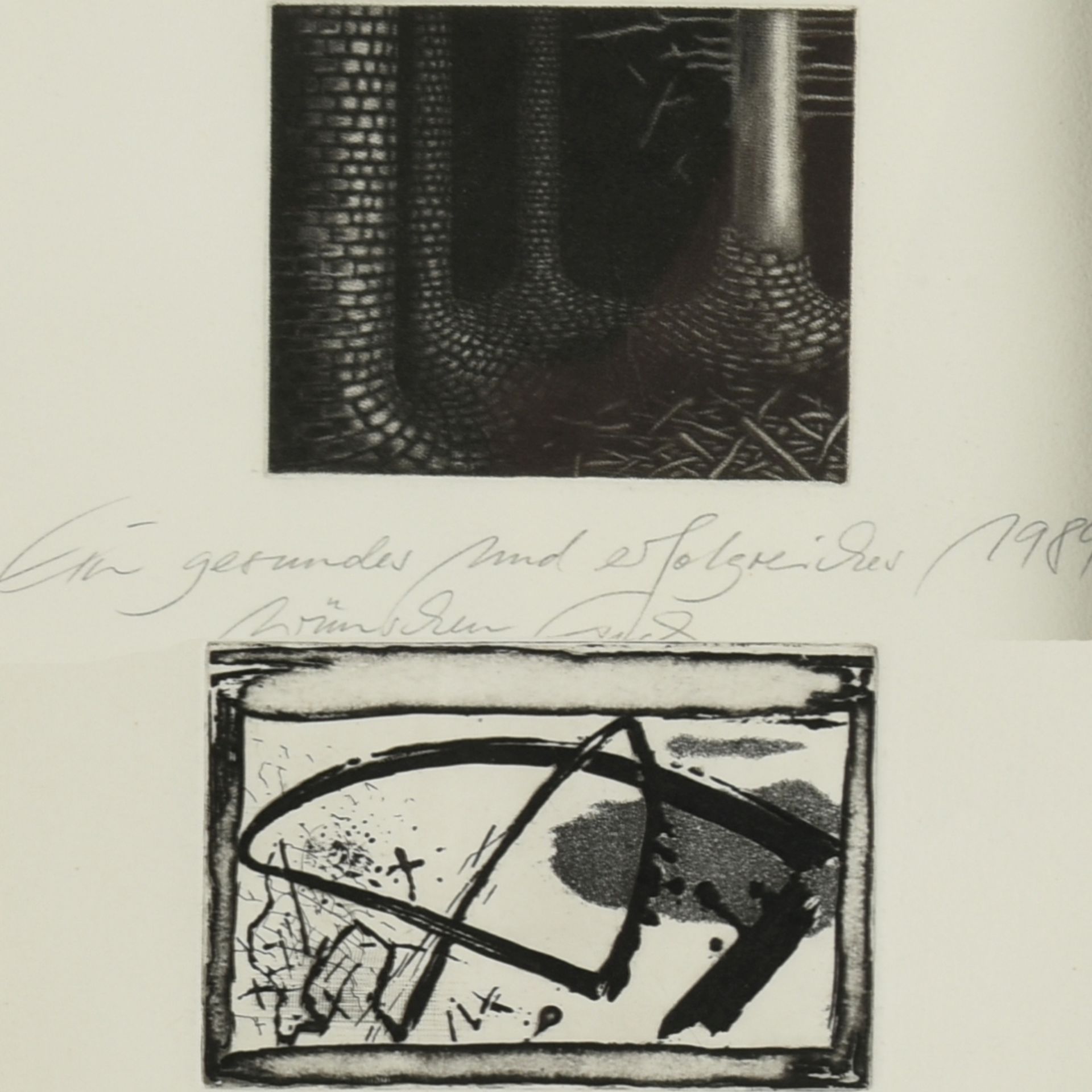 Lang, Christian (1953 Chemnitz - tätig ebd.) Paar Radierungen, Kleingrafik, unten in Blei vom