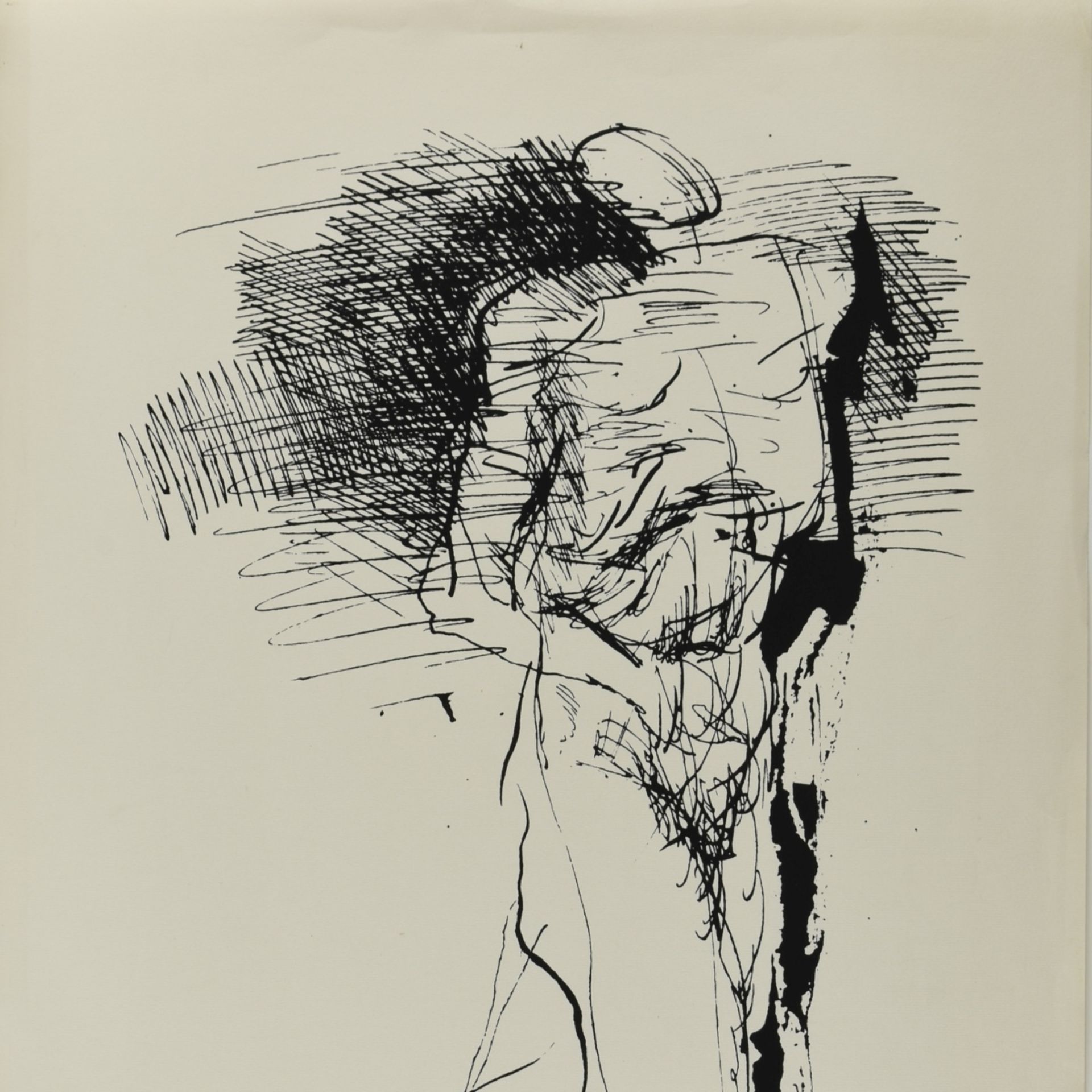 Schnürpel, Peter (1941 Leipzig - tätig in Altenburg) Lithografie, stehende Figur (gehend), unter der