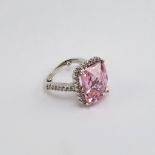 14k WG Morganite & Diamond Halo Ring