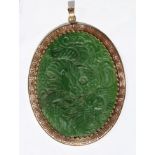 Carved Chinese Spinach Jade Plaque