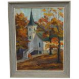 Signed, American School Painting of a Church