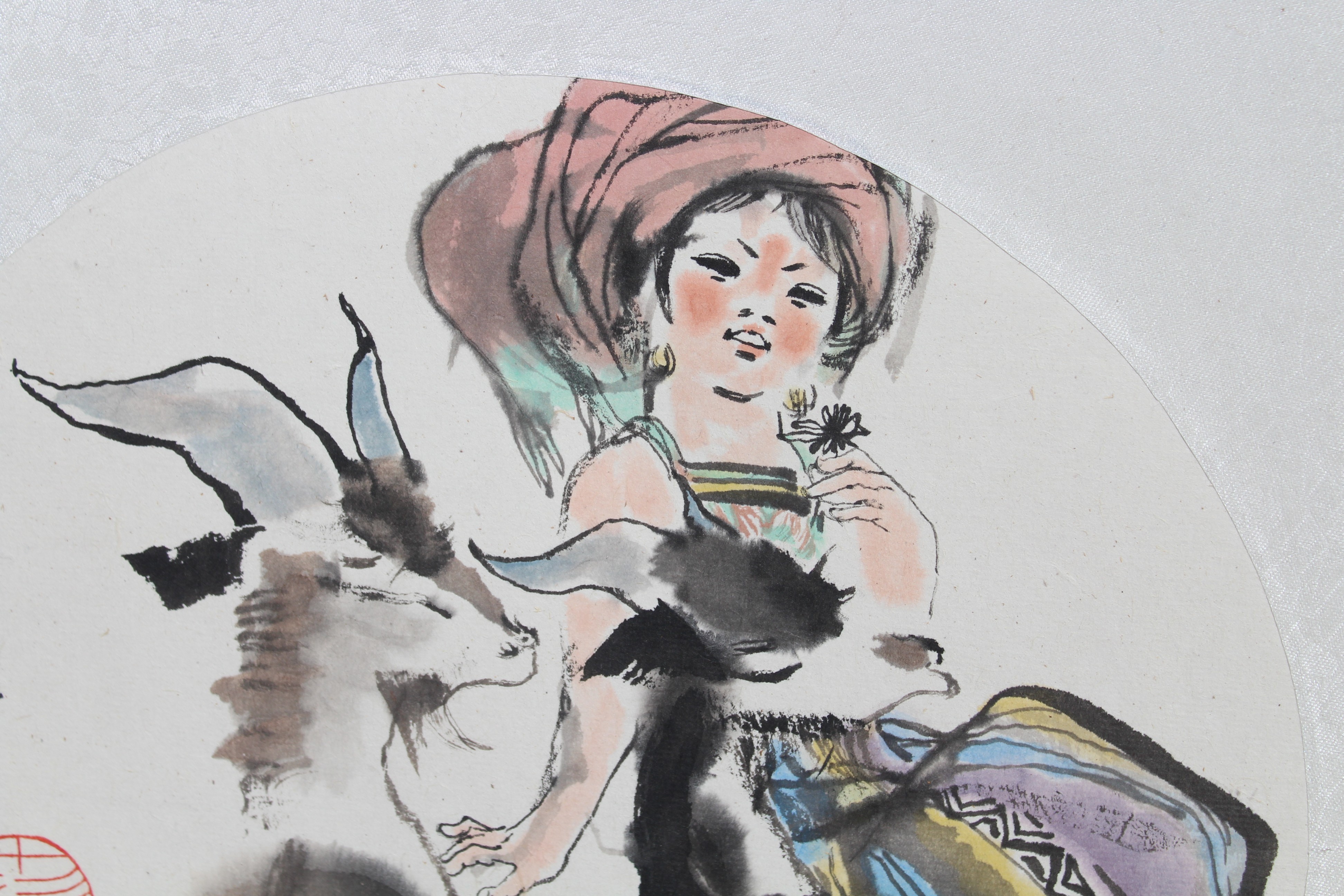 Cheng Shifa (1921 - 2007) "Girl Playing w/ Goats" - Image 3 of 6