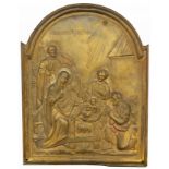 Antique Brass Russian Icon, Nativity Scene