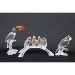(3) Swarovski Crystal Bird Figures, Original Cases