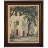 American School, Figures Under a Tree. Signed