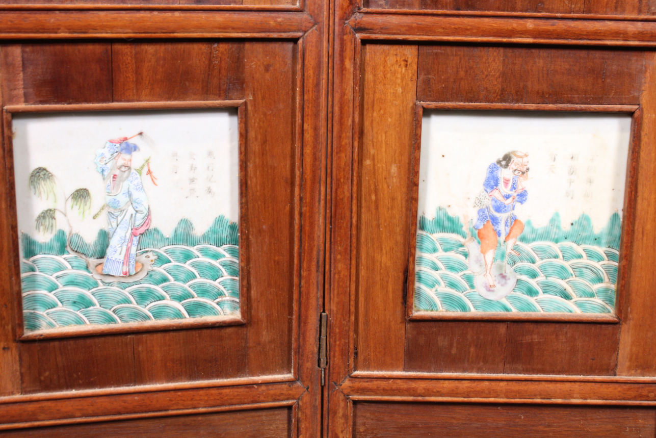 Qing 8-Panel Chinese Porcelain Folding Screen - Image 9 of 12