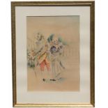 English School, 19th C. Watercolor. Signed