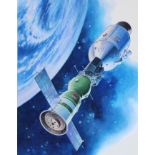 Vladimir Beilin (20th C.) "Apollo-Soyuz Docking"