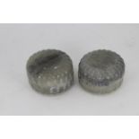 (2) Chinese Carved Stone Pill Boxes