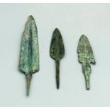 (3) Bronze Luristan Arrowheads ca. 800 - 600 BC