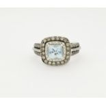 14K WG Aquamarine & Diamond Ring